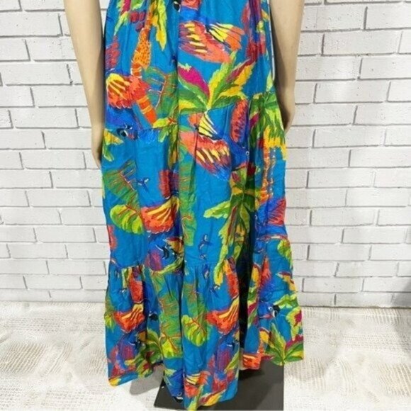 Farm Rio “Sunny Day” One‑Shoulder Maxi Dress – Tropical Cut‑Out Tiered Size M - Picture 12 of 16